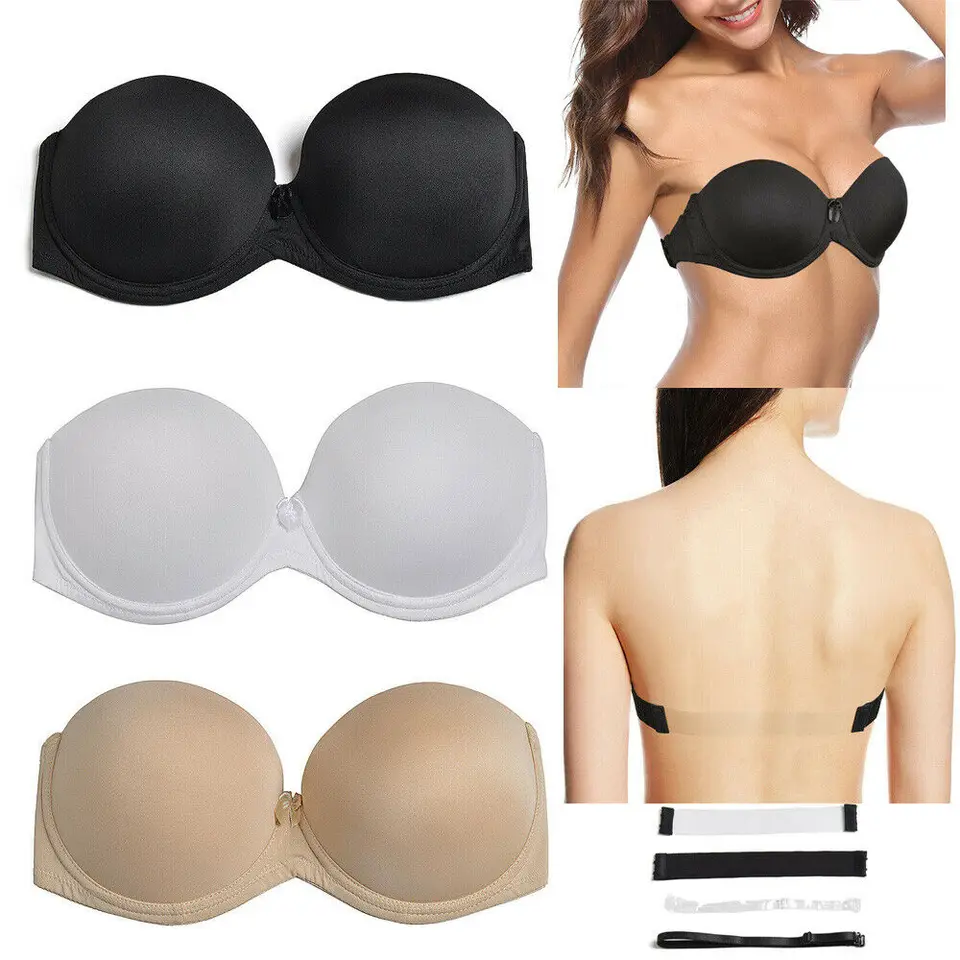 Nové dámske podprsenky bez ramienok plus plus push Up Poldparence Priehľadné popruhy halter podprsenka Sexy podprsenky 32-44 veľkosť Abcdef Cup