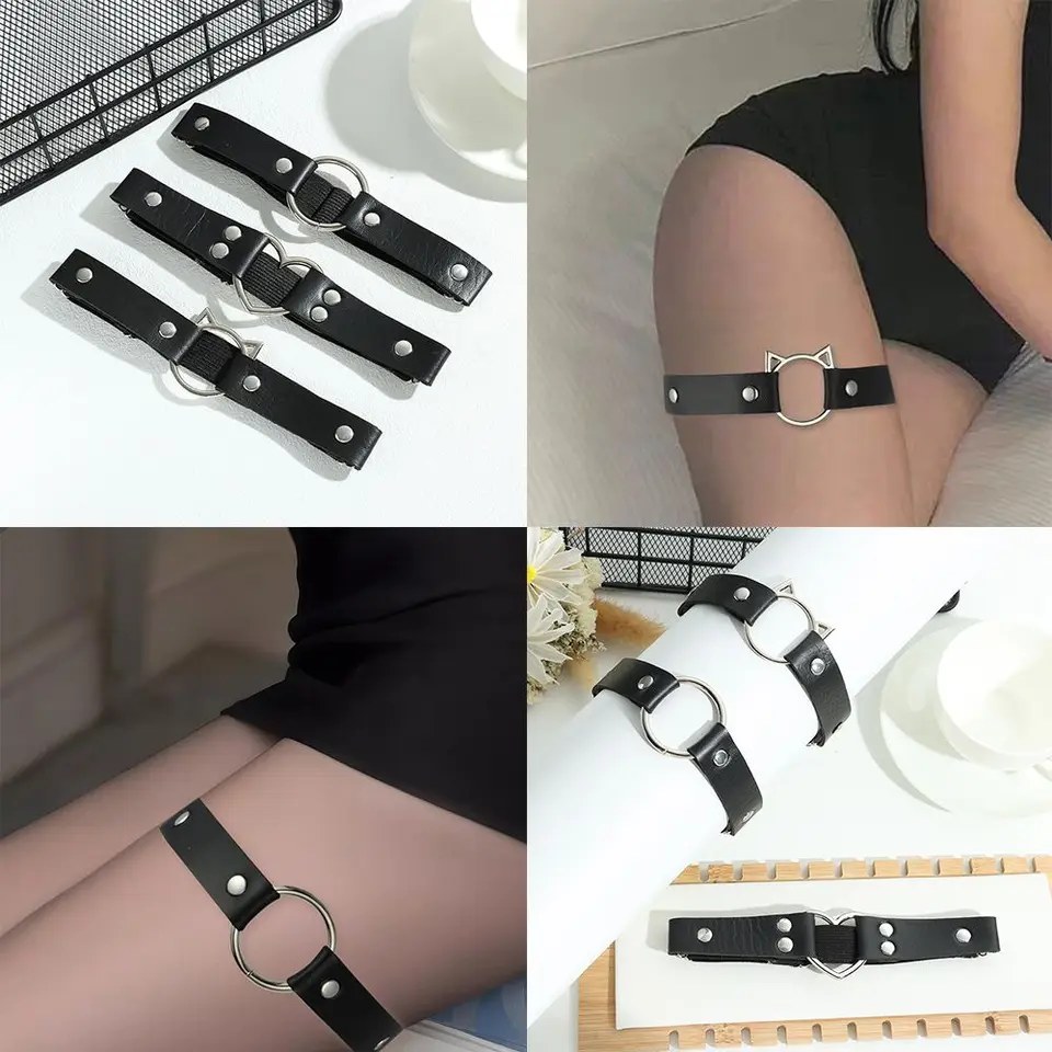 Nové dámske sexy punk elastické otroctvo postroj podväzky pásy mačací nôh retiazka cosplay hrot elastický stehenný prsteň podväzky tela šperky