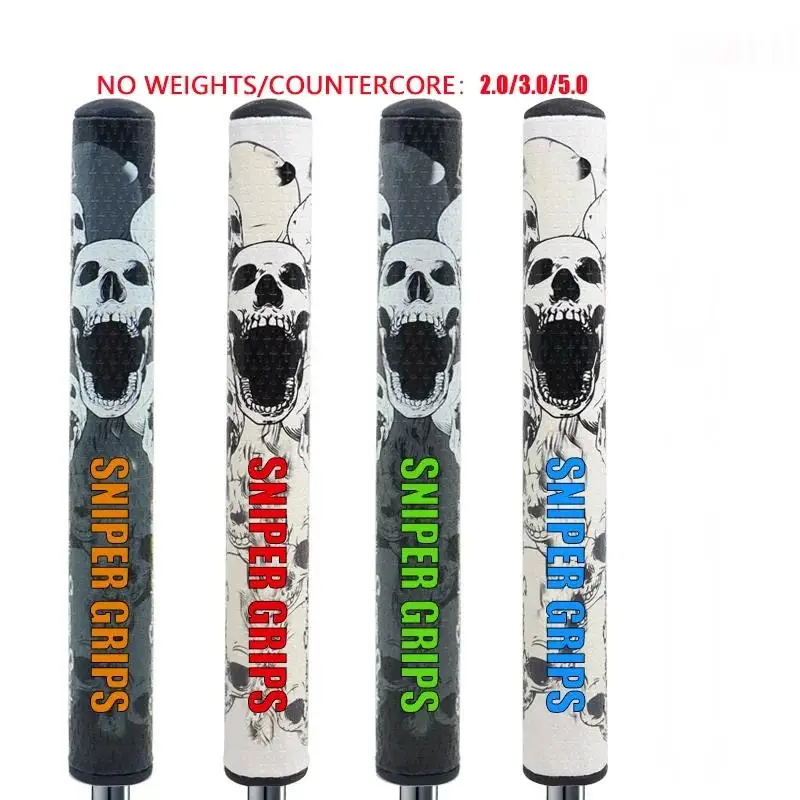 Nové farby Golf Putter Grips Skull 2.0/3,0/5.0 Nie sú kruté rukoväte tlačené golfové klub Putter Grip Pu Nesklvina odolné voči opotrebeniu