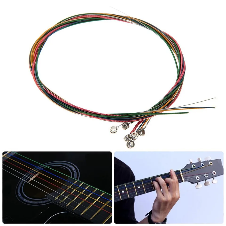 Nové farebné folklórne struny náhradné diely Akustická gitara Copper Core Strings Kit Musical Instrument Accessories 2023