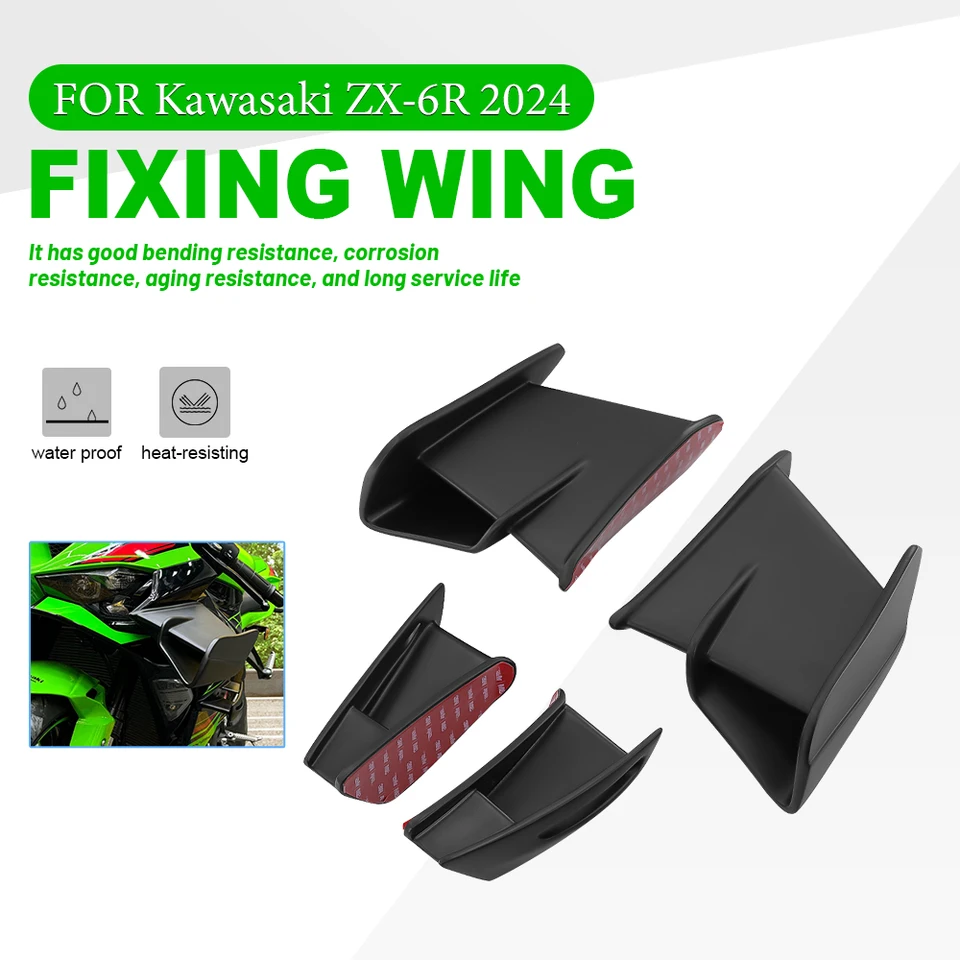 Nové fixné krídlo kapotáže pre Kawasaki ZX-6R ZX-636 ZX6R ZX 6R Motocyklové príslušenstvo upravené aerodynamické krídlo 4ks 4ks