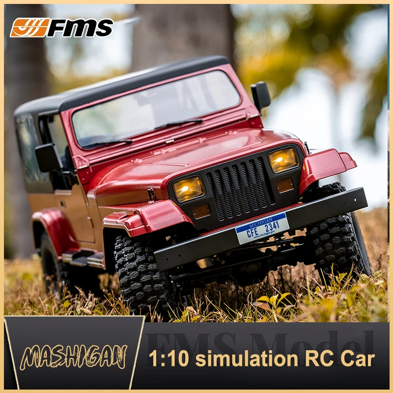Nové FMS 1/10 Mashigan RC Car Rock Crawler RS ​​Red 4WD Lezbecka Stupnica Retro vozidlo Dospelé deti Vianočný darček dobrodruh Hračky 1:10