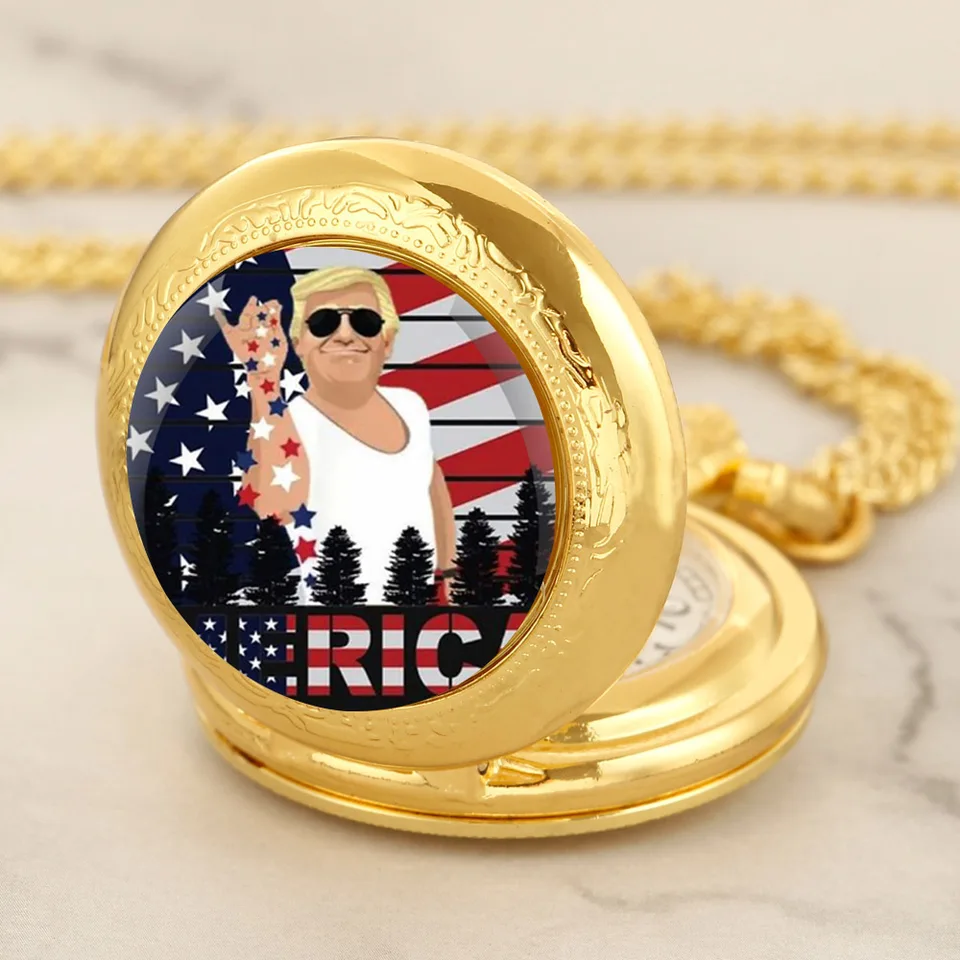NOVÉ FUNNY COOL TRUMP GLOSE DOME ZLATNÉ KVALICKÉ VACKY VACKY HODNOTKY Ženy Men náhrdelník Unikátny prívesok Hodiny hodinky hodinky na šperky darčekové doplnky