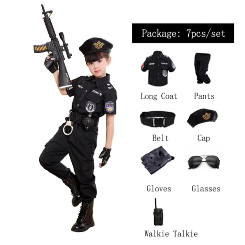 Nové Halloweenské deti Policajt Cosplay kostým Boys Dievčatá Dievča