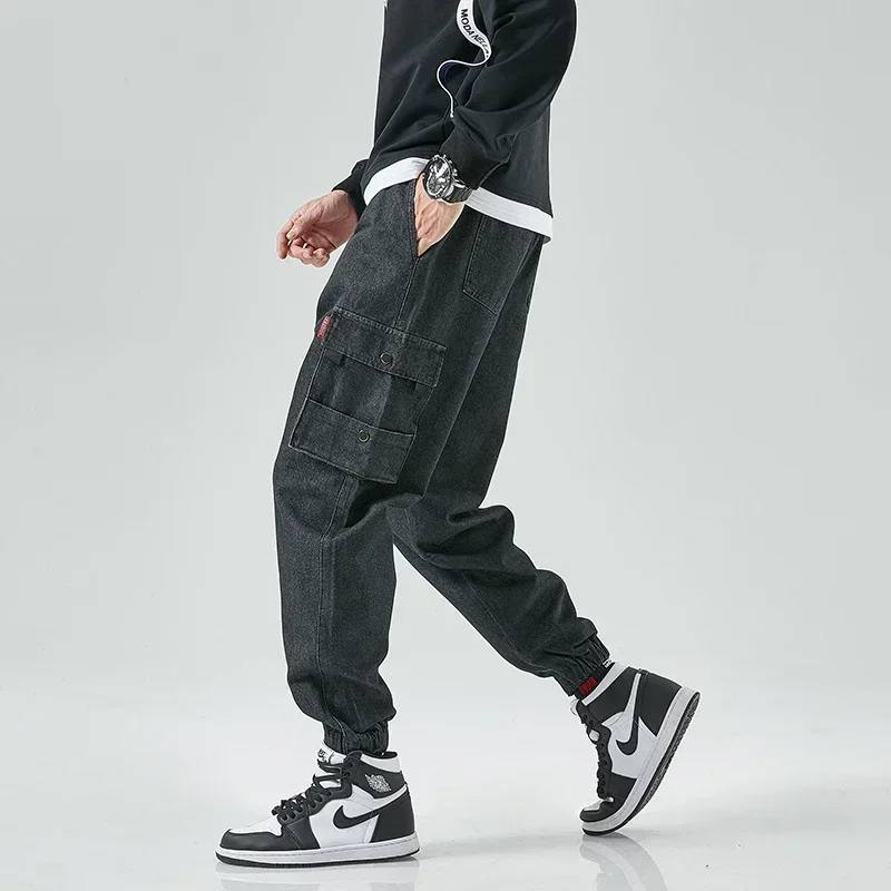 Nové hip hopové nákladné džínsy Panty Men módne harémové joggery nohavice na streetwear džínsoviny plus veľkosť m-8xl
