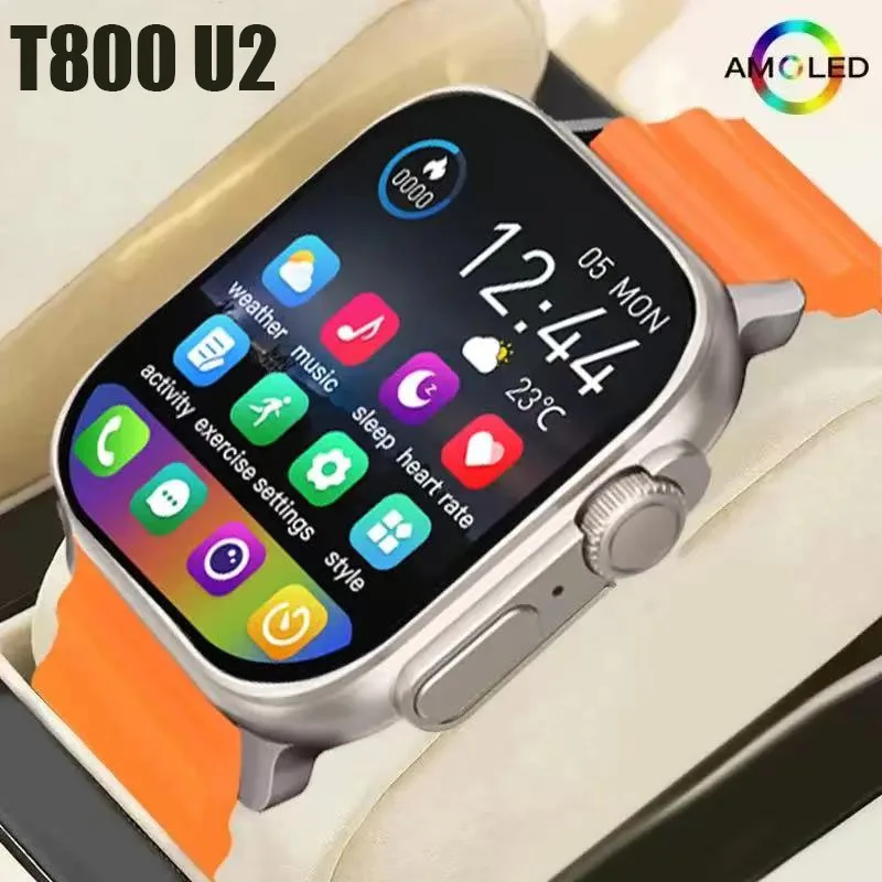 Nové hodinky T800 U2 Smart Watch 49 mm 2024 Nové NFC Men Dámske GPS stopy Bluetooth Call BT Hudobné hry bezdrôtové nabíjanie Smartwatch