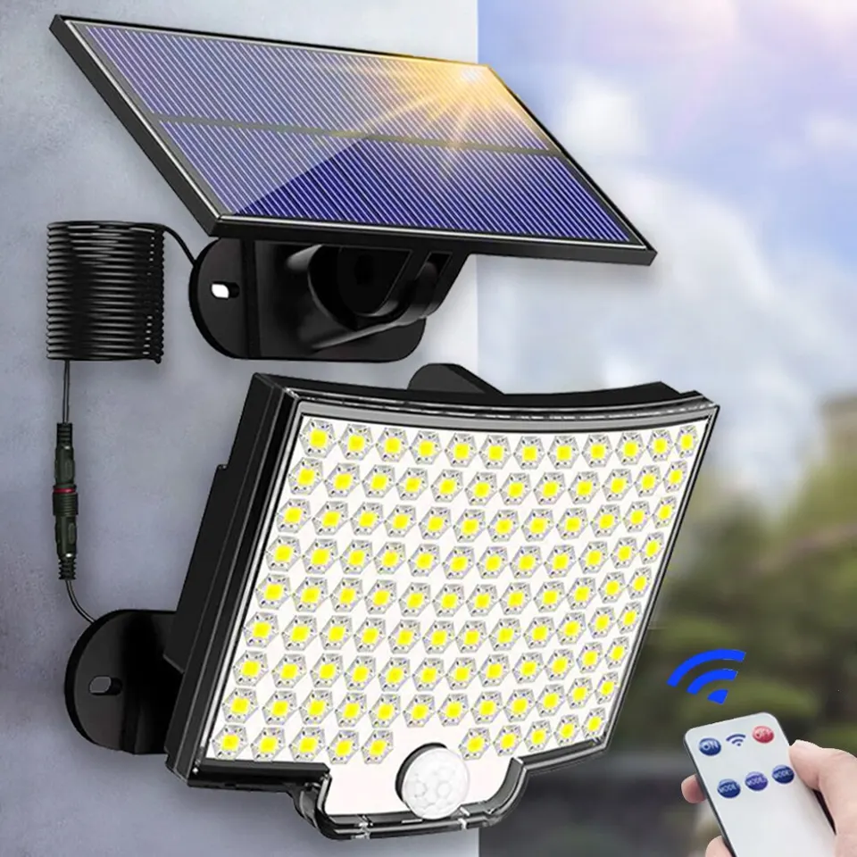 Nové horúce predajné solárne svetlo Outdoor solárne solárne 106 -losované bezpečnostné režimy snímača pohybu bezdrôtových nástenných svetiel nepremokavé nočné svetlá