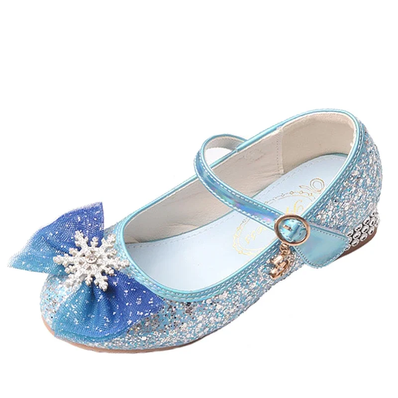 Nové jarné detské topánky Dievčatá Dievčatá vysoká podpätka Princezná Elsa a Anna Dress for Girl Snow Queen Detské päty topánky pre dievčatá princezné