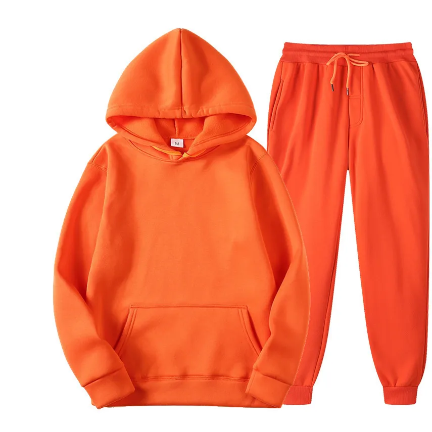 Nové jesenné a zimné športové oblečenie Pánske kapucňy Sada neformálnych teplých športových sveter značky Pullover + joggingové nohavice 2-dielne sada