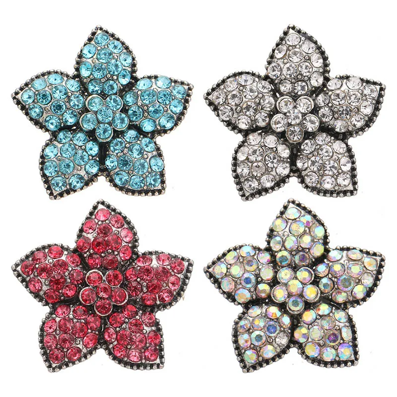 Nové kamerové krištáľové kamene kvety 20 mm gombíky Snap Fit DIY 18 mm Snap náramok Snap šperky vianočný darček