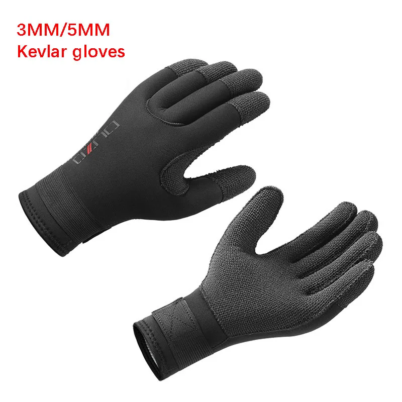 Nové Kevlar 3 mm/5 mm zimné potápačské rukavice Spearfishing Scrafing Nositeľné surfovanie potápača udržiavajte teplé neoprénové rukavice