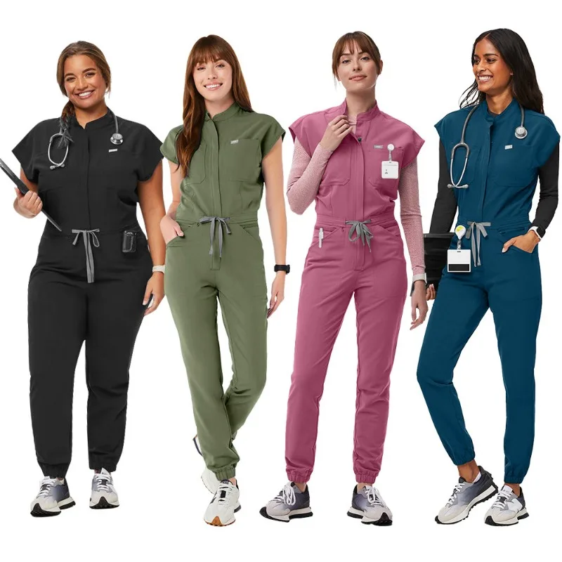 Nové kombinézy Medical Scrubs Rovnomerné ošetrovateľské práce s krátkym rukávom Ošetrovateľské uniformy Ženy Men Pet Doctor Scrub Medical Workwear