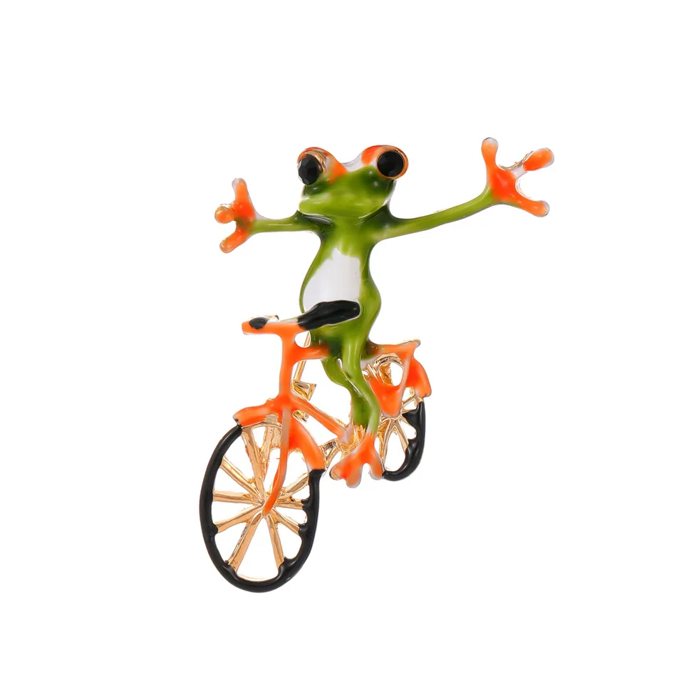 Nové kreatívne prispôsobené krásne bicykle žaby brošne Ženy módne smalt