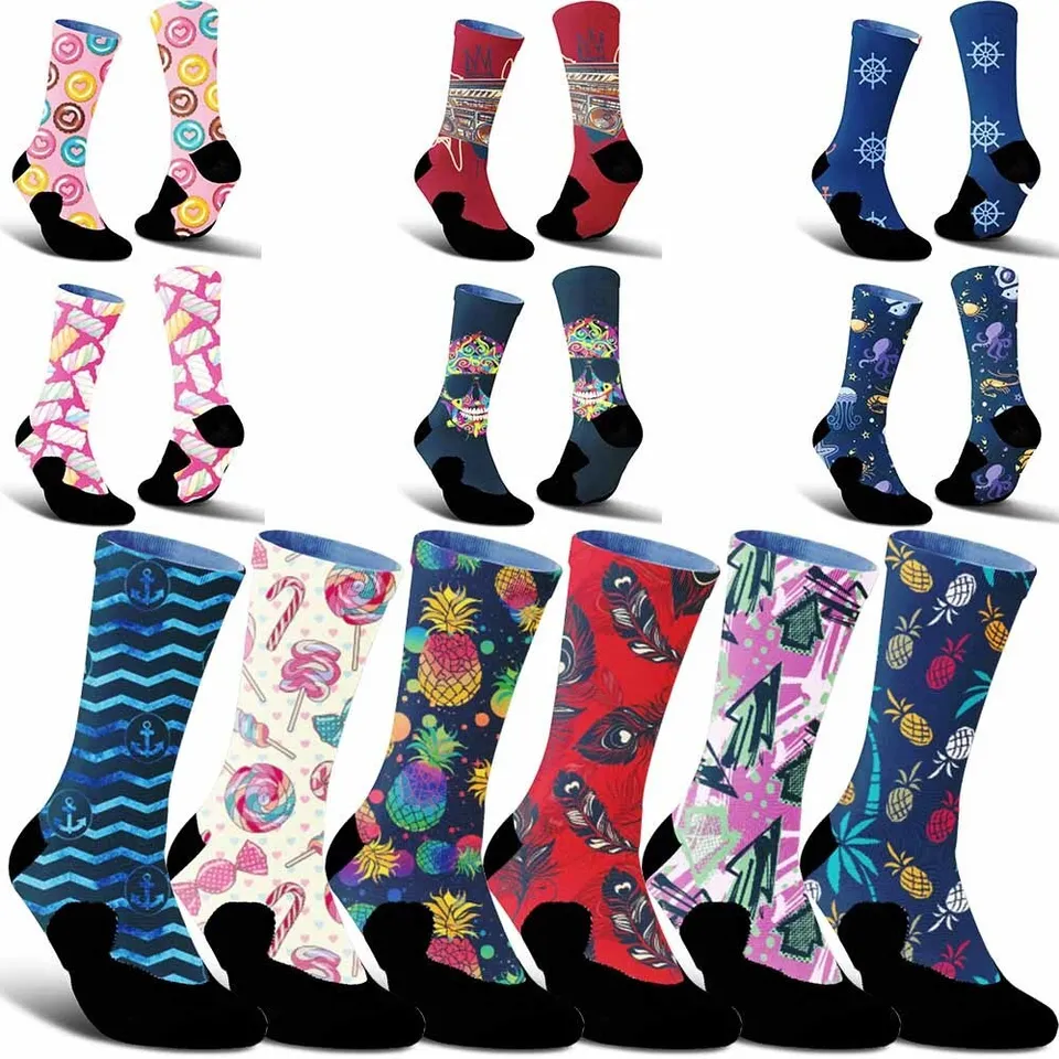 Nové kreatívne ružové zelené lízanky Športové cyklistické ponožky, módny trend, unisex, absorbovanie potu, priedušné, odolné