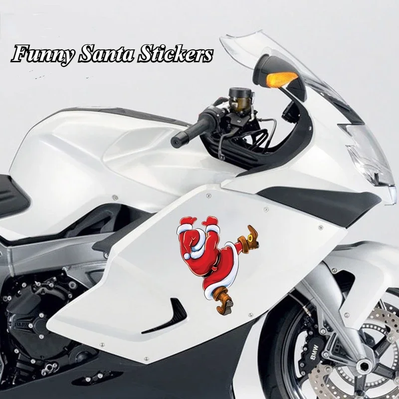 Nové kreatívne vianočné vtipné nálepka s nálepkou na auto santa claus motocykel tela nepremokavé PVC toaletné nálepka auto motocyklové nálepky