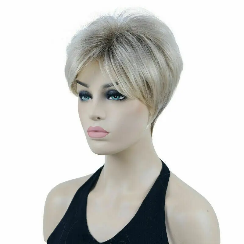 Nové kučeravé ženy Wig Dámske denné vlasové parochňu Parochňu svetlo šedá zlatá parochňa Cosplay+parochňa čiapka