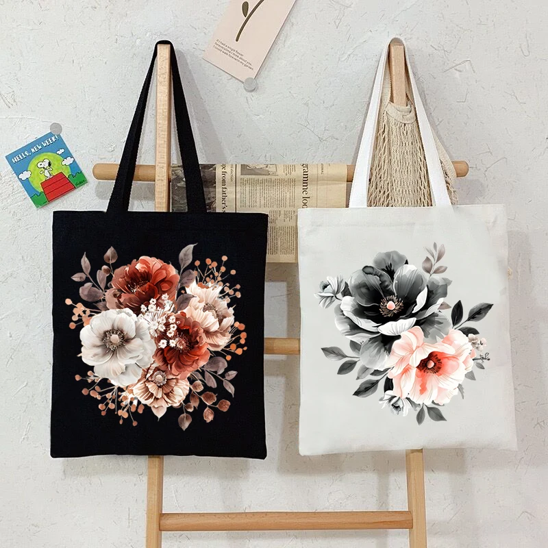 Nové kvetinové série Ženy Tote Tašky Vintage Wildflowers Canvas Eco CANAGE Módna estetika milovníkov kvetov Teen Girl rameno taška