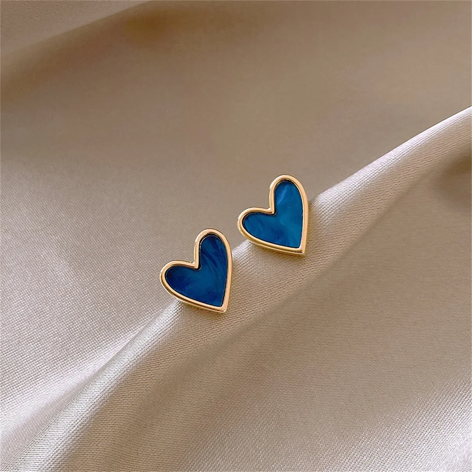 Nové kórejské sladké roztomilé náušnice pre ženy pre ženy Girl Girl Fashion Blue Glaze Estetické geometrické náušnice Minimalistické šperky darček