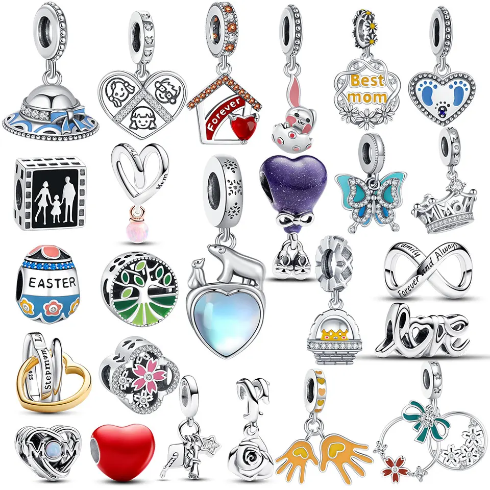 Nové kúzlo Koruna Roupe Family Bead Heart Srdce šperky Kvetiny Kúzlo Vhodné náramky Móda Mother Darček