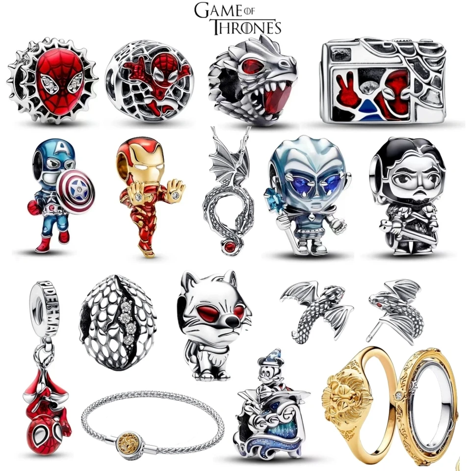 Nové kúzlo Miracle HBO Series Fit Original Pandora náramok s náramkom Pendant Game of Thrones Marvel Leskiny Dámsky darček pre kutily