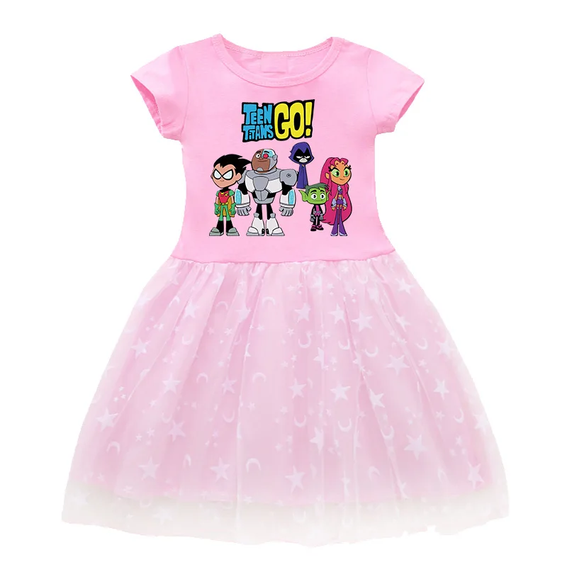 Nové letné dospievajúce titány chodiace šaty dievčenské nočné oblečenie oblečenie karikatúry Nightgown Kids Domáce oblečenie oblečenie s krátkym rukávom pyžamy
