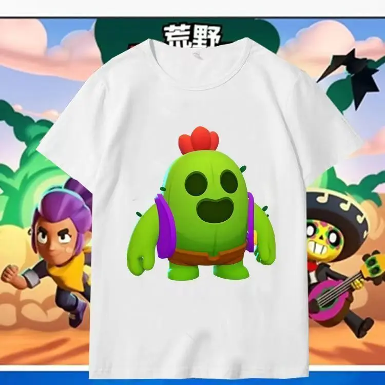 Nové letné krátke rukávy Funny Game Print Cotton Children Detin Tieň