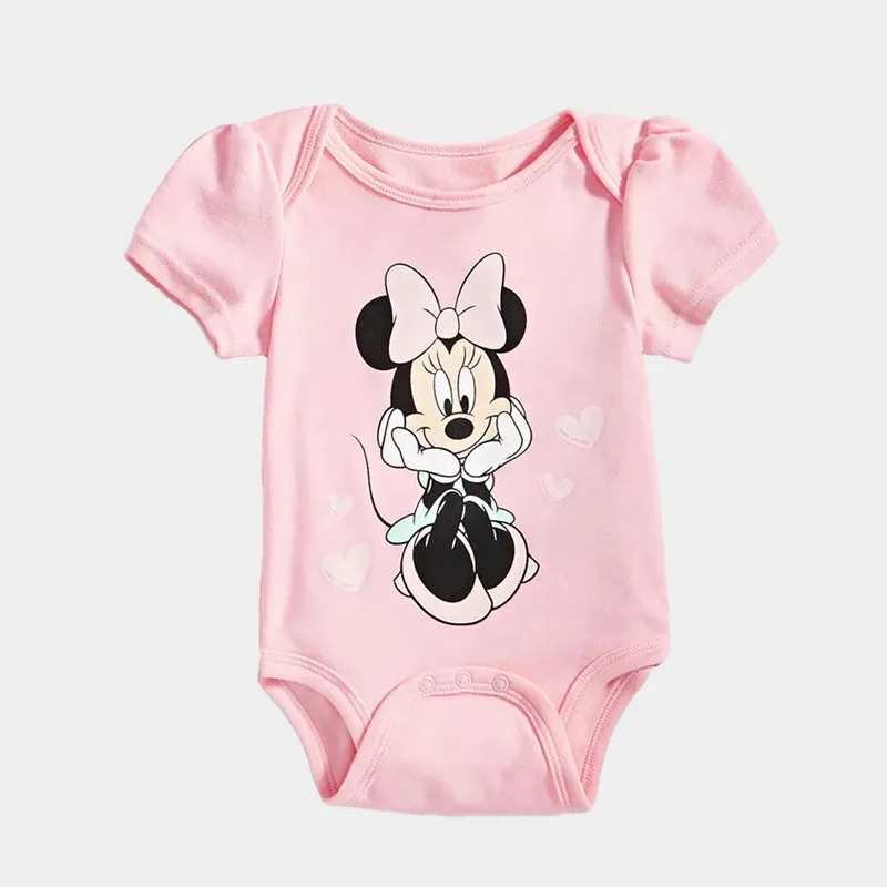 Nové letné Minnie Mouse Baby Bodysuit Cotton Cotton s krátkym rukávom dievčatko novonarodené dieťa