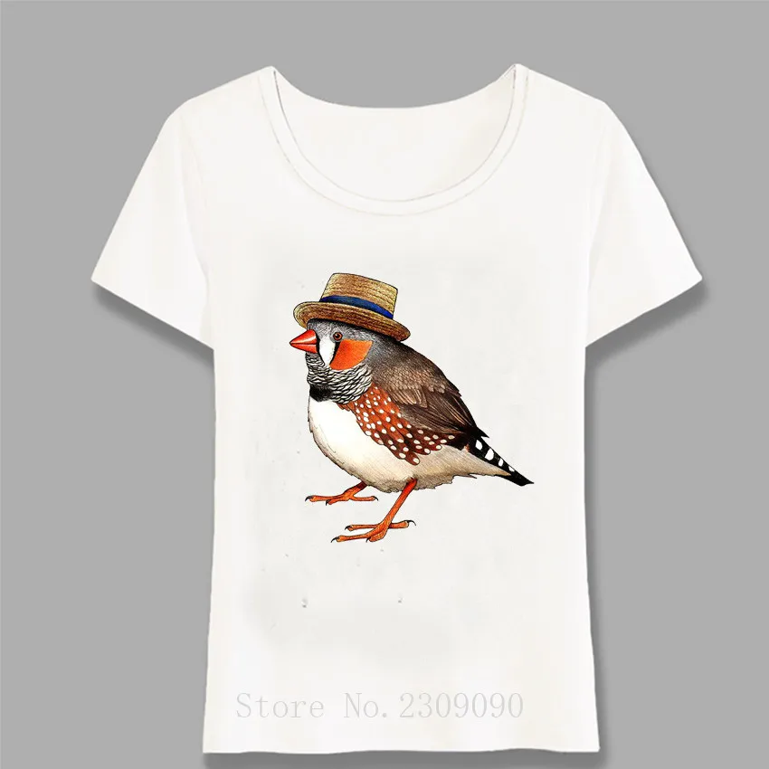 Nové letné Zebra Finch Print Tričko Hipster Dámske tričko Novinka vtáčie dizajn Tops módne dámy, neformálne odpaliská harajuku