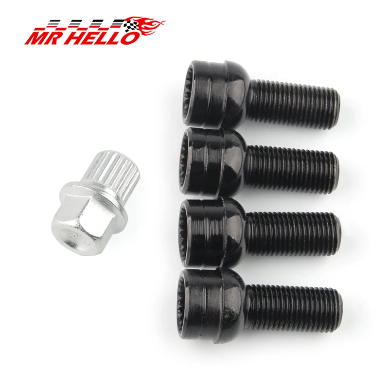 Nové m14x1.5 8D0601139F kolesá skrutky a zámok matica súprava pre VW/Golf/Jetta/Beetle/Passat/Audi Black