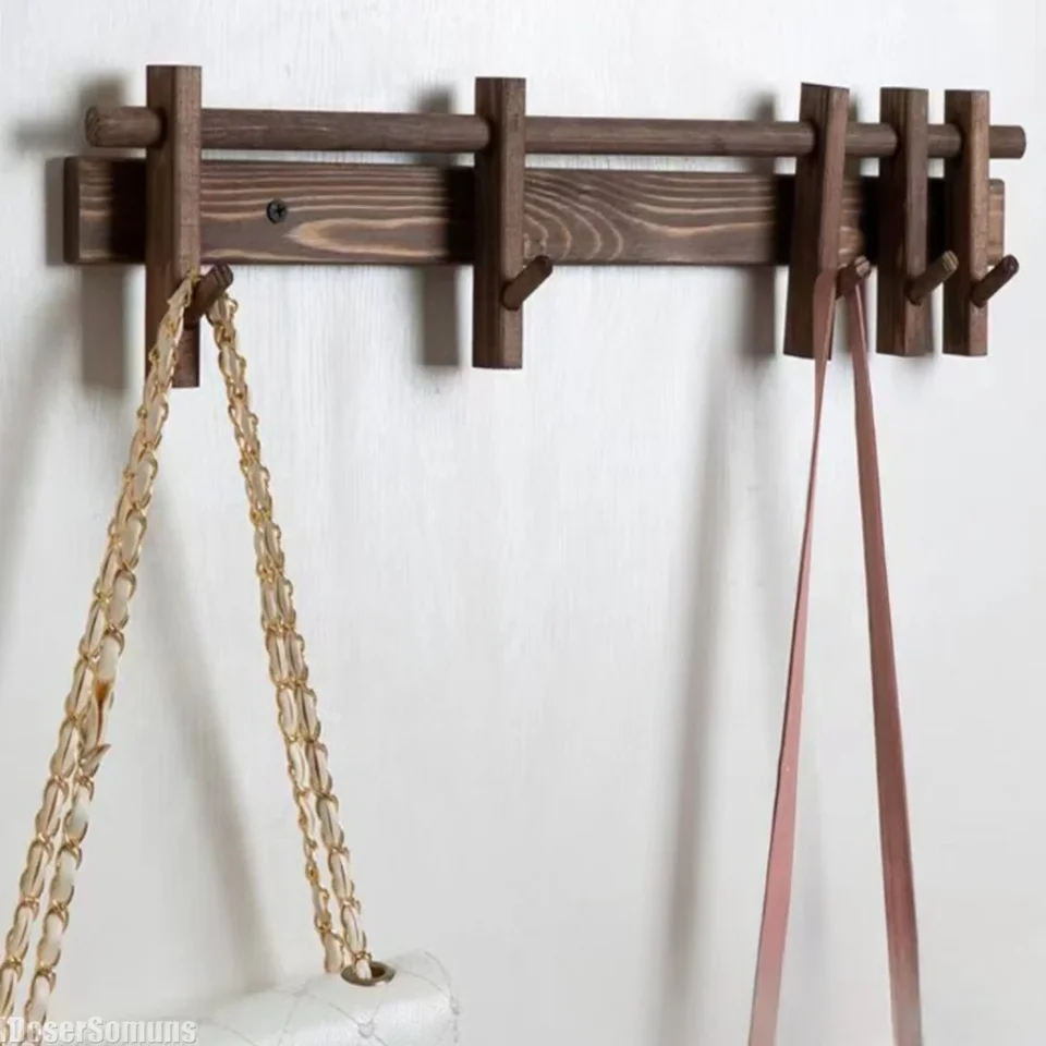 Nové masívne drevené stenu zavesenie kabátu Pohybované háčiky Coat Rack etcoat Háčiky bez dierovania vstupný vchodový plášťový plášť zavesený stojan