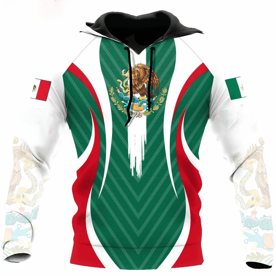 Nové mexické mikiny pánske mikiny 3D tlač 3D Mexiko Vlajky Tops Tops Autumn s dlhým rukávom Streetwear Designer Designer Hoodie pre mužov oblečenie