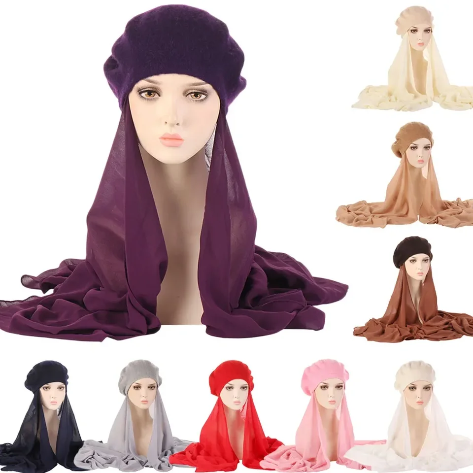 Nové moslimské módne ženy hidžáb s bejetovým klobúkom šál pripravený nosiť instantné šatky šály zabaliť turban pokrývku hlavy Bandana