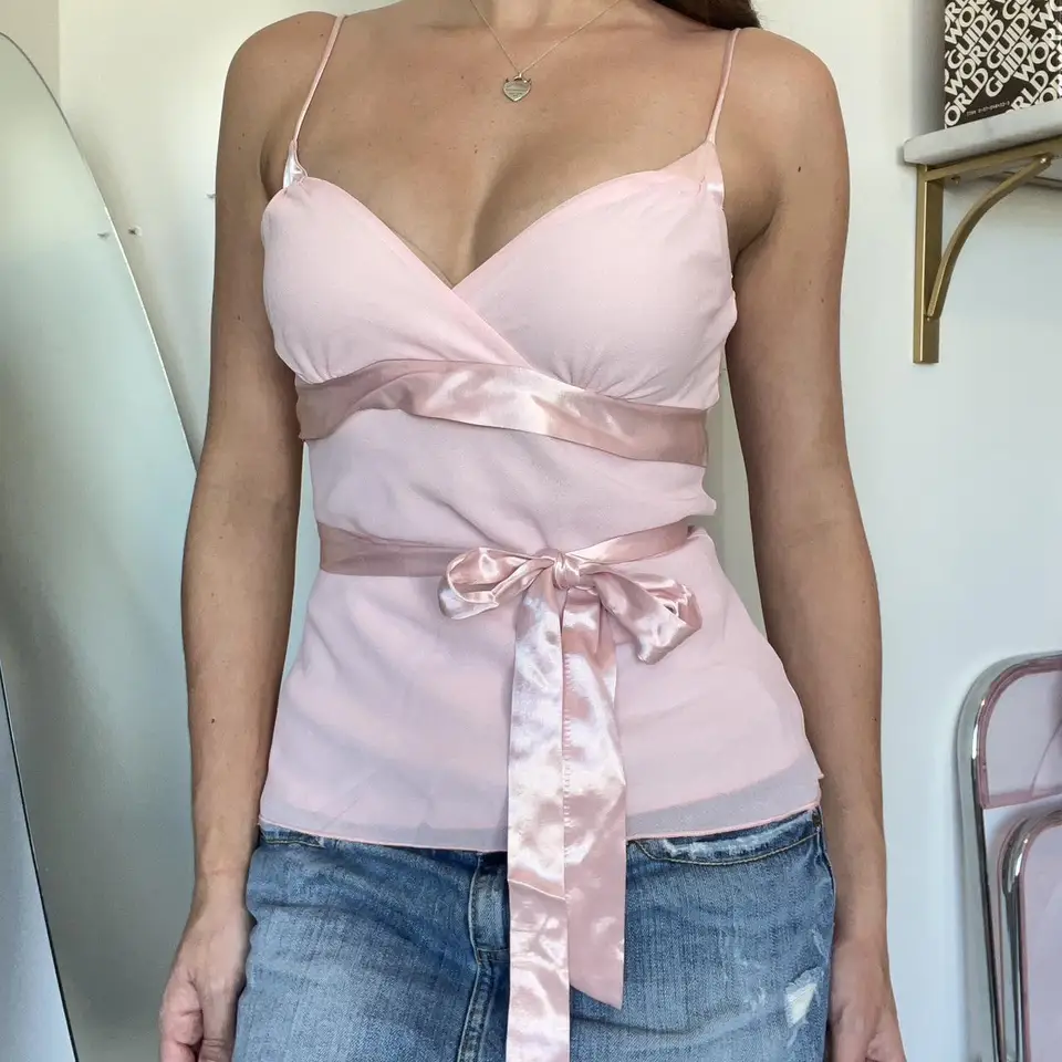 Nové módne dámske špagety popruh camisole saténové pásky
