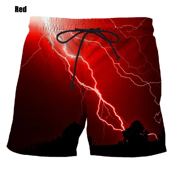 Nové módne pánske 3D bleskové tlače kraťasy Hip Hop Hop Streetwear Casy Osobnosť Style Beach Shorts