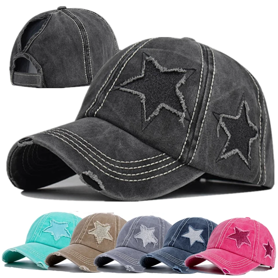 Nové módne ženy cap cap flitry 5-bodové diery dizajn baseball cap female Washed Cotton Streetwear klobúky
