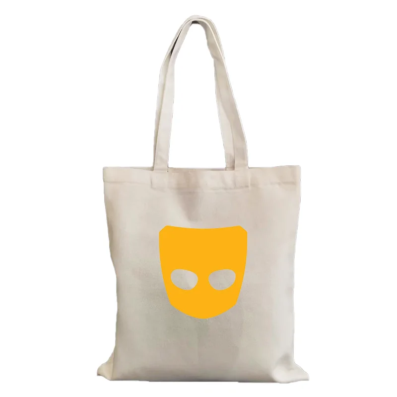Nové nákupné tašky Ženy Grindr logo plátno voľný čas Denný obchod Harajuku Grocery Bag opakovane použiteľný dámsky plátno nákupná taška