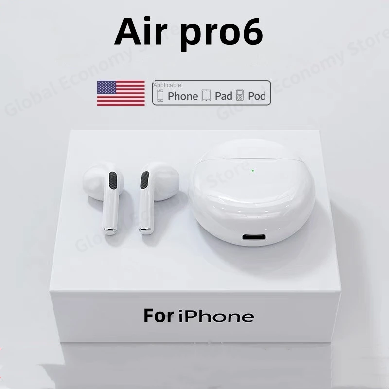 Nové originálne bezdrôtové slúchadlá Air Pro 6 Tws Fone Bluetooth Serchone Mic Mic Vysovky v ušných ušiach slúchadlá Sport Headset pre Xiaomi
