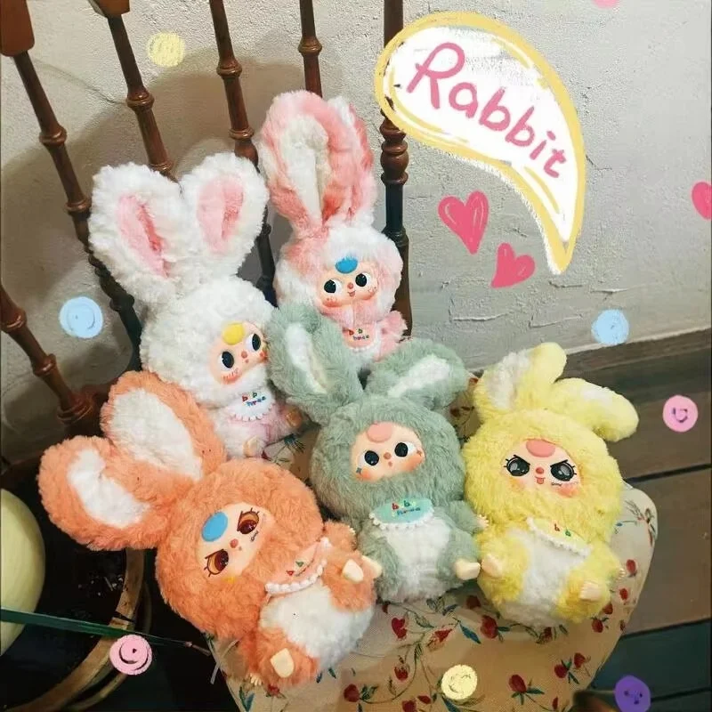 Nové originálne dieťa tri slepé boxy Macaron Malé králičie kožušinové plyšové plyšové trendy hračky ozdoba roztomilý model pre deti darček vianočné darčeky