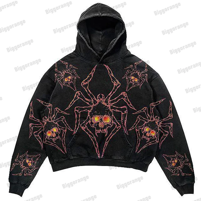 Nové pavúky Streetwear American Star Tlač uvoľnené zipsové mikina Pánske retro retro harajuku mikina Trend Gothic Gothic Gothic