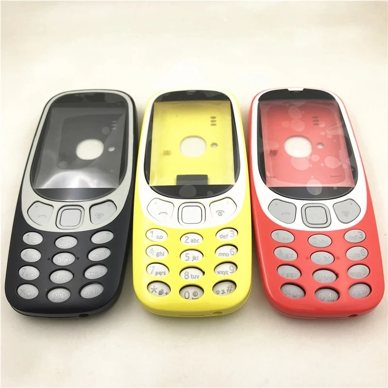 Nové plné bývanie pre Nokia 3310 (verzia 2G) čelný rám + kryt zadného krytu batérie s anglickou klávesnicou