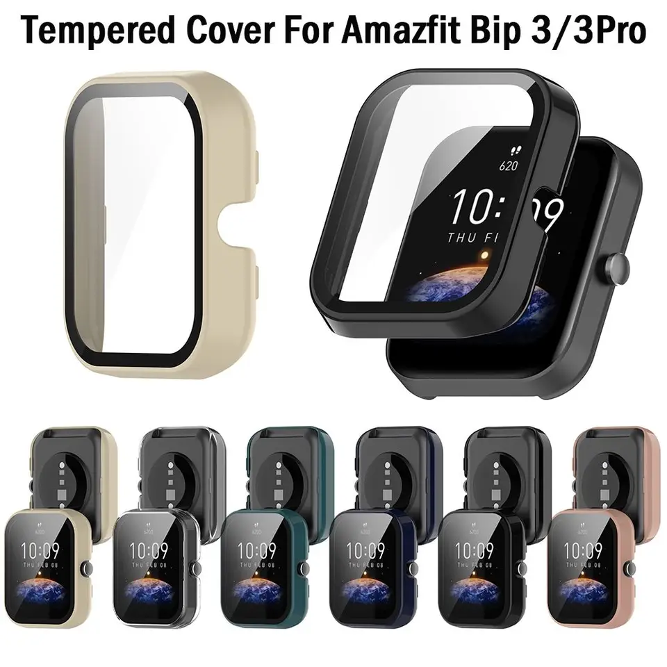 Nové plné pokrytie shell pc shell temperovaný kryt obalu pre chránič obrazovky pre AmazFit BIP 3/3Pro