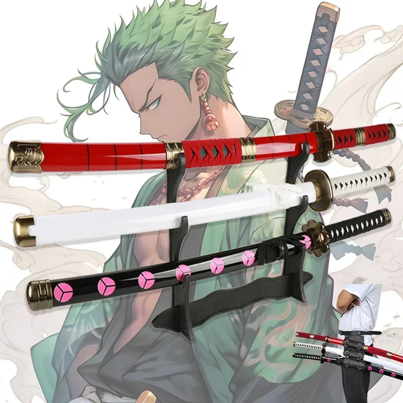 Nové pre 2024 Anime Roronoa Zoro Katana Sword Drevené 80 cm/31,5 ＂Enma Purple Unisex Halloween Party Darče
