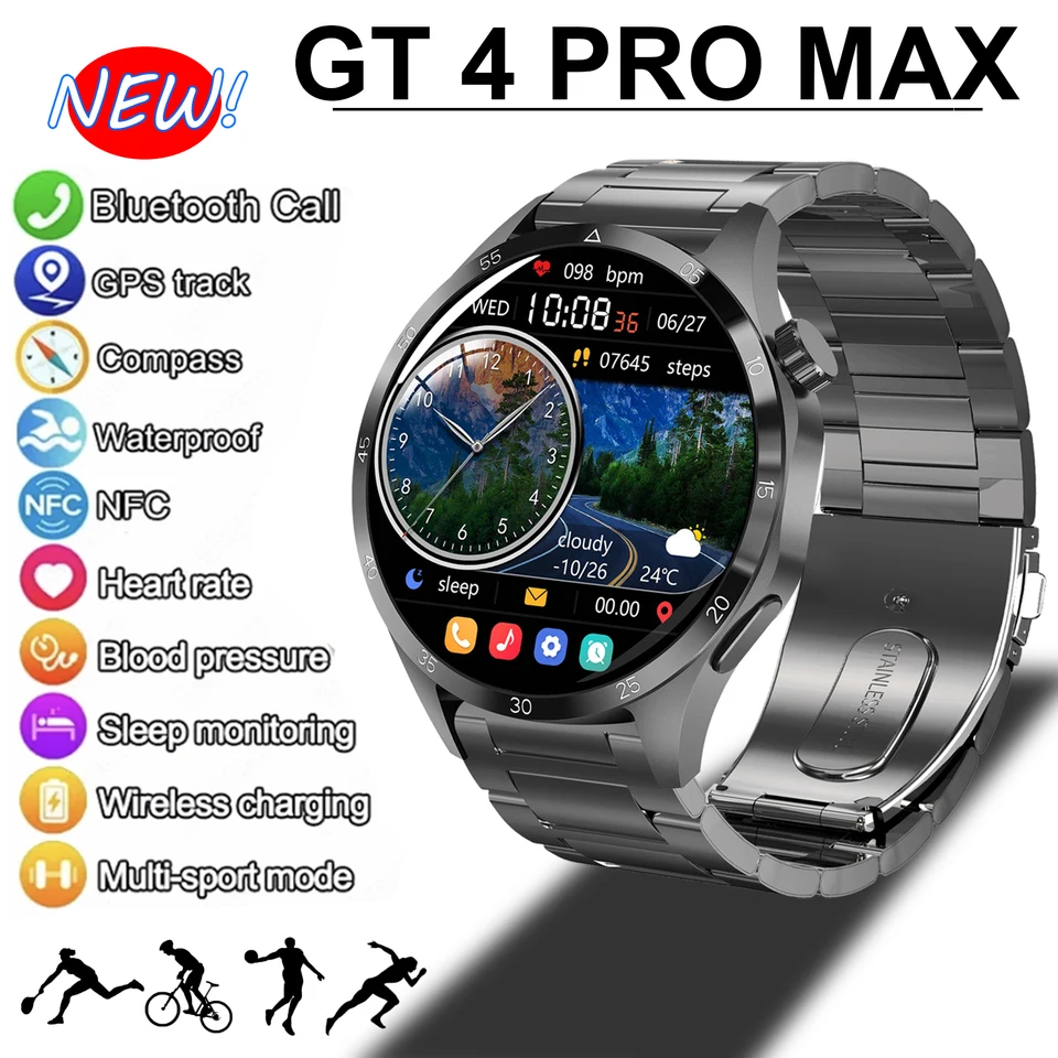 Nové pre Huawei GT4 Pro Smart Watch Men's 360*360 HD SMARTWATCH GPS GPS NFC Compass Bluetooth Call Fitness Sports Smartwatch