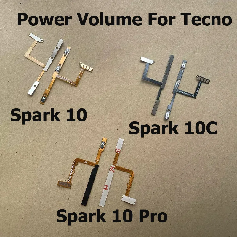 Nové pre Tecno Spark 10 10c Pro Power Switch Off Off Holuge Mute Bočný tlačidlo Robbin Flex kábel