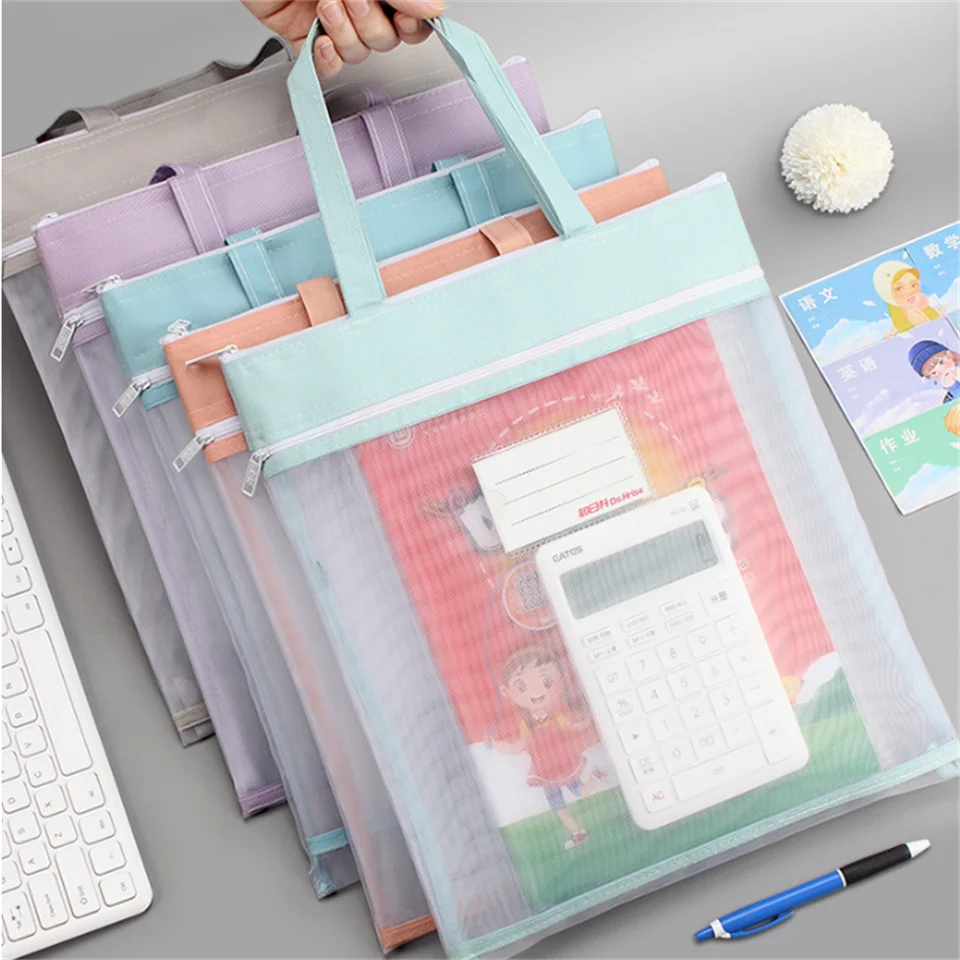 Nové prenosné domáce úlohy kancelárske potreby Študentské vrecká na papierový papier zips zips zips ukladací taška vrecko Dokument A4 Zaváky súbor