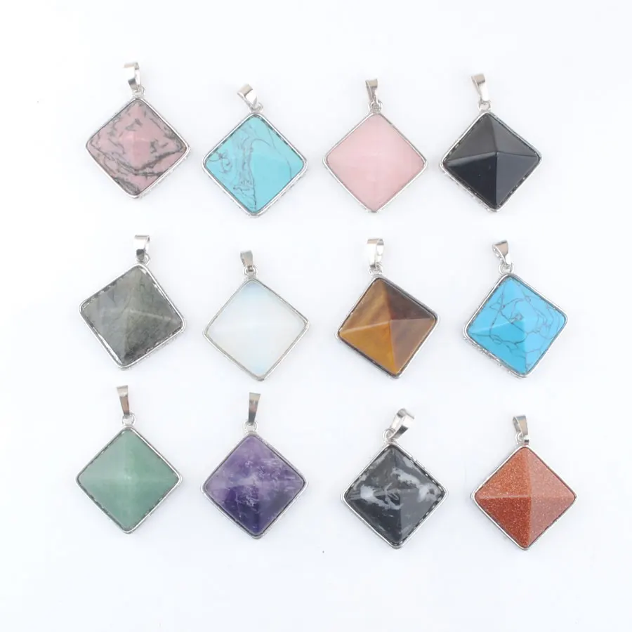 Nové prílety 5ks/veľa prírodného kameňa Pyramídové námestie Pendants Reiki Charms Amulet Luck Šperky Dobrá kvalita ABN465
