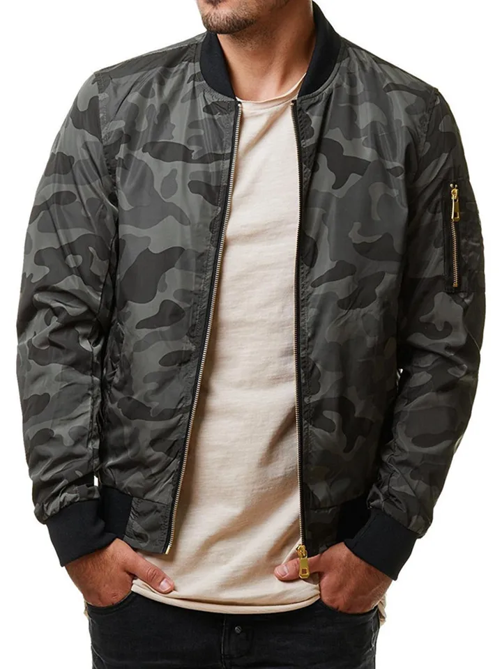 Nové príležitostné kamuflážne bundy Men módne štíhle fit bombardové kabáty plus veľkosť m-7xl Outwear Tops Men Men Jarné jesenné bundy
