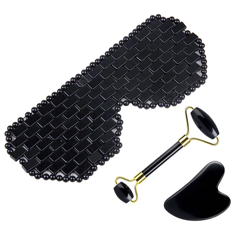Nové prírodné obsidiánske spánkové očné masky Jade Roller Gua Masážové nástroje na studenú terapiu Zdravie Krása Kráda Massager pre tvár