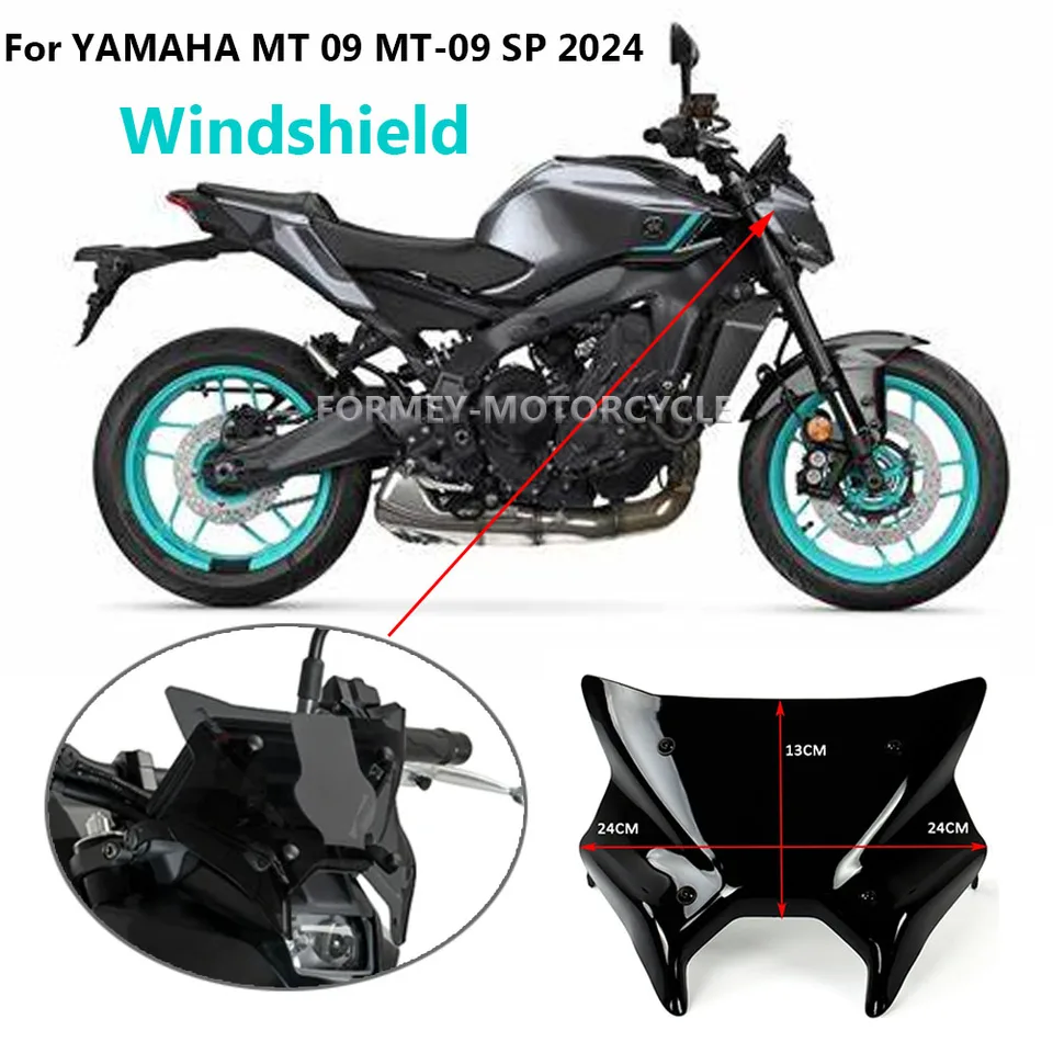 Nové príslušenstvo pre motocykle DEFLOCK DEFLECTOR Čierne, údené, čelné sklo textúry uhlíkových vlákien 2024 2025 pre Yamaha MT-09 SP