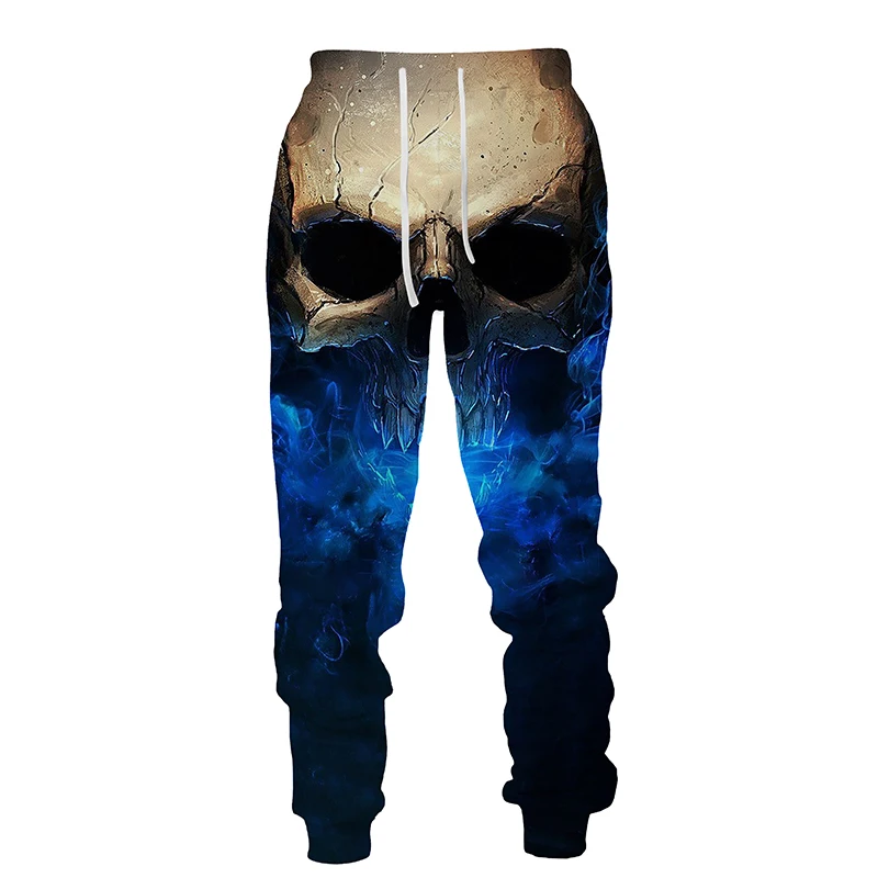Nové pánske dlhé nohavice Outdoor Sportwear Terror lebky poker punk štýl Tlačené príležitostné bežky Fitness nohavice módne tepláky